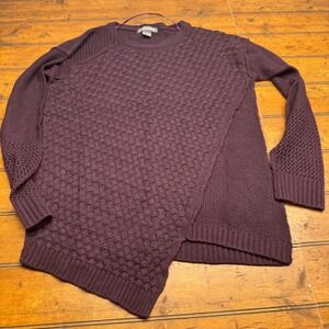 Kate & Mallory Textured‎ Knit Asymmetrical Sweater Plum Size M